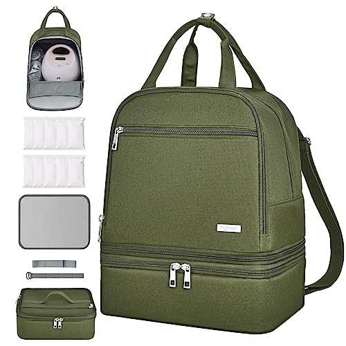 Derbiedersinn Breast Pump Bag, Compatible with Spectra Pumps, Insulated Carrying Case with Cooler for Milk Storage, Travel, Work, Daycare，Green - color: Green