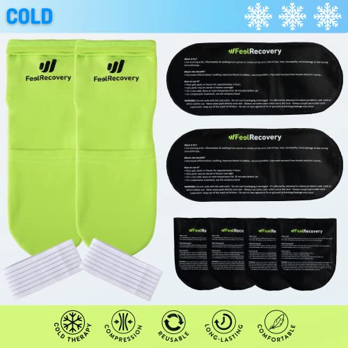 Ice Pack Socks for Feet Coolers - Reusable Hot&Cold Therapy Socks w/Compression Straps - Cold Gel Pack for Neuropathy, Foot Pain, Plantar Fasciitis & Sprains - Cooling Socks for Hot Feet for Gout - size: L/XL, style: Green