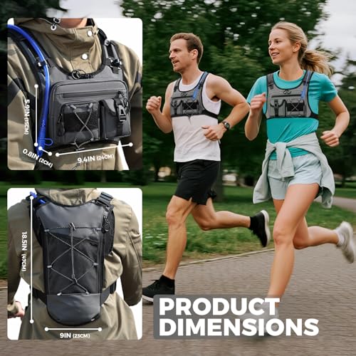Criuage USA Patent Running Hydration Vest Backpack, Lightweight Chest Pack with 2.0L Water Bladder Bag Daypack for Hiking Running Cycling Race Marathon for Women Men - color: Grey