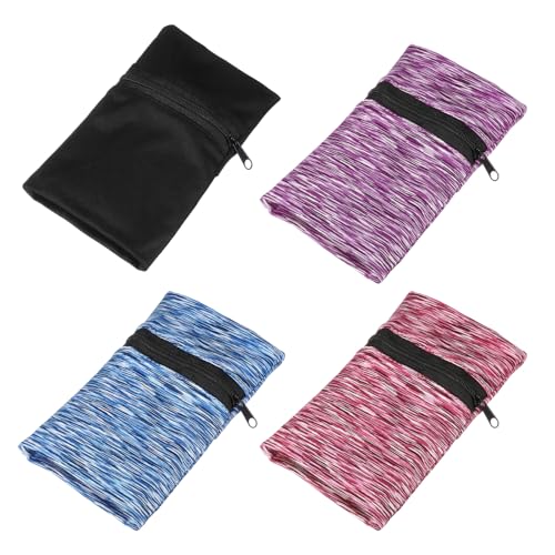Wrist Pouch Wrist Wallet Wristband with Zipper Sports Sweatbands - color: Black/Purple/Blue/Pink