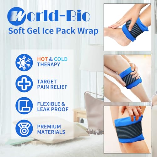 Reusable Soft Gel Ice Pack Wrap 12"x4.7", Hot and Cold Compress First Aid - color: Blue - 12" X 4.7" - 1 Ice Pack & Wrap
