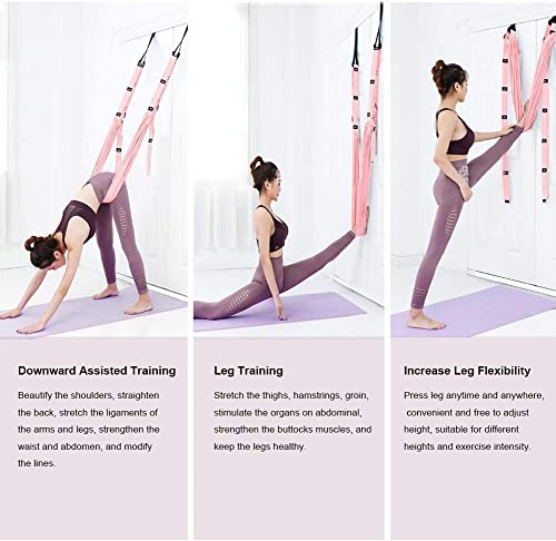 Yoga Fitness Stretching Strap, Adjustable Leg Stretcher Back Bend Assist Trainer, Improve Leg Waist Back Flexibility Home Gym Equipment for Rehab Pilates Ballet Cheerleading Splits Gymnastics - color: pink