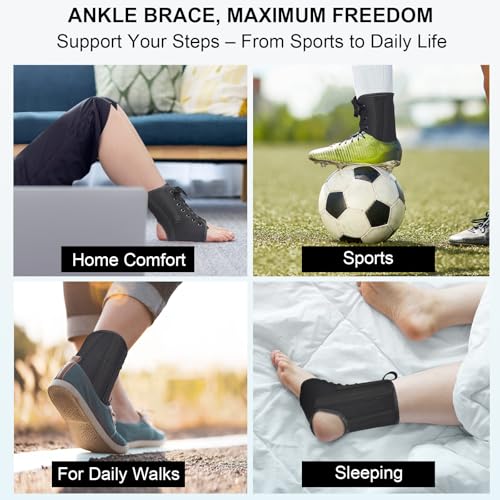 AIDY-PRO Lace Up Ankle Brace with Metal Side Stabilizers, Adjustable Lace-Up Ankle Braces for Men and Women Sprained Foot Support Brace for Posterior Tibial Tendonitis Achilles Tendon Injury M - size: Medium