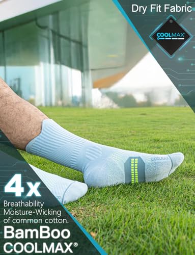 Juclise Men's Compression Running Crew Socks, 3 Pairs - color: Glacier White+charcoal+carolina Blue, size: Small