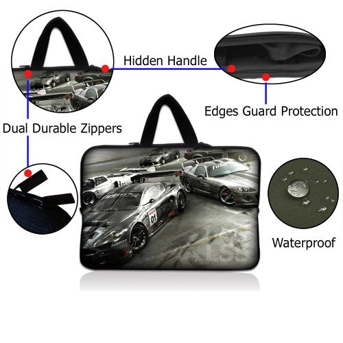 13.3 inch Laptop Sleeve Bag Carrying Case Pouch with Hidden Handle for 13.3" 13" 12.1" 12" GW, Acer, Asus, Dell, Hp, Sony, Toshiba, Racing Cars - color: Racing Cars, size: 13 in – 13.3 in