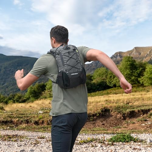 Lightweight Hydration Backpack, Running Backpack with 2L Water Bladder - color: Plaid Dark gray