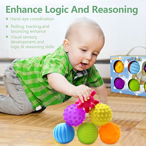 Sensory Balls for Toddlers 1-3, 10PCS Soft Textured Balls - color: Rainbow Sensory Balls