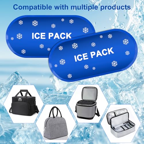 Saugnlsb Reusable Lunch Bag Ice Pack, 8.3“ x 4.1” Freezable Gel Packs for Travel, Medicine, and Food Storage Cooling (2-Pack, Blue)