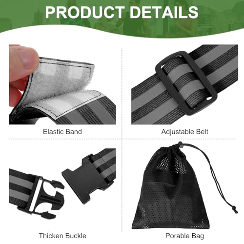PATIKIL High Visibility Reflective Bands for Wrist Arm Ankle Leg, Adjustable Reflective PT Belt with Armbands & Storage Bag for Women Men Night Running Walking Cycling - color: Black