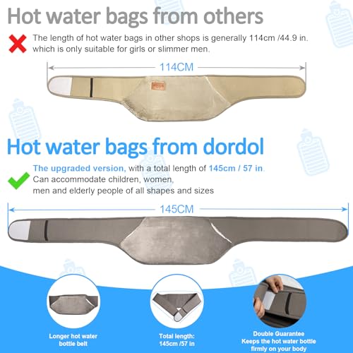 Hot Water Bottle Wearable, Wrap Around Hot Water Bottle Bottle Warmer with Longer Belt for Period Pain Relief Neck, Shoulder, Back, Legs,Waist Warm