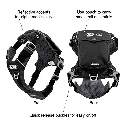Kurgo Stash n' Dash Dog Harness, Black, Extra Large - size: X-Large