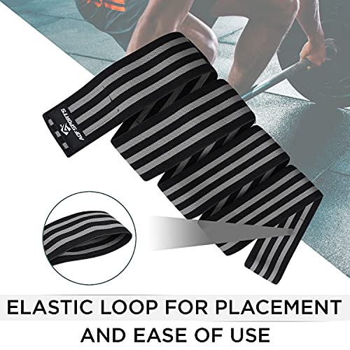 AQF Knee Wraps for Weightlifting Bandage - 78" IPL & USPA Approved (Pair) - color: Blk & Gry