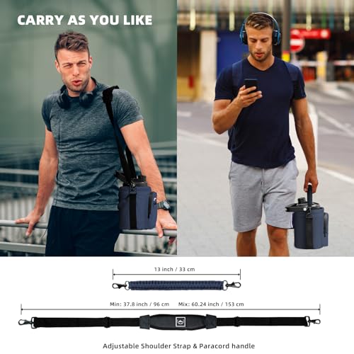 NATURE PIONEOR 26-128 oz Insulated Water Bottle Carrier Holder with Strap - color: Navy, size: Half Gallon YETl