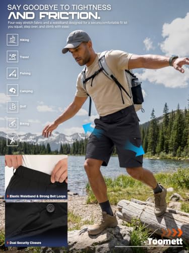 Toomett Mens Hiking Cargo Shorts - color: Black, size: 32