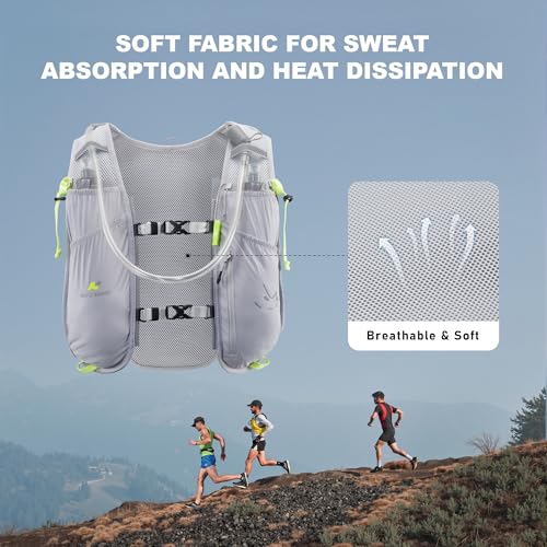 N NEVO RHINO 5.5L Running Vest, Hydration Vest with 1.5L Water Bladder - color: gray