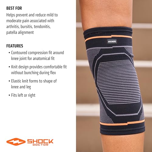 Shock Doctor Knee Compression Sleeve Support - Pain Relief for Arthritis, Tendonitis, Patella Alignment Injuries, Walking, Running, Gym - Men & Women, 1 Sleeve - size: XLarge