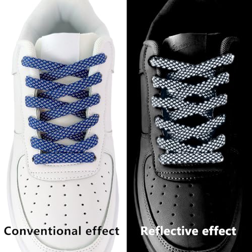 9mm Flat Reflective Shoe Laces for Hiking Running Sneakers - color: Blue, size: 63in/160cm