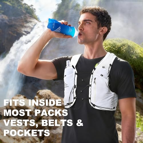 Running Hydration Vest 5L, Running Backpack with 2x500ml Soft Flask - color: White, size: Medium
