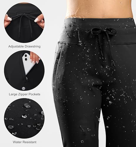 G Gradual Women's Fleece Lined Joggers Water Resistant Hiking Pants - color: Black, size: Large