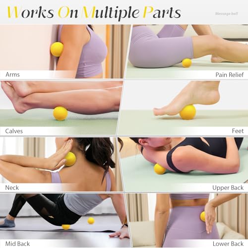 SUBCULTUREPICK Massage Lacrosse Balls for Myofascial Release,Yoga Deep Tissue Massage,Trigger Point Therapy and Foot Plantar Fasciitis,Muscle Soreness Massager Ball (2 Packs) (Yellow)