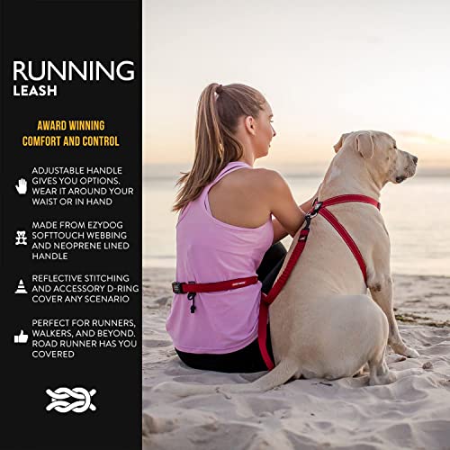 EzyDog Road Running Hands Free Dog Leash, Zero Shock Bungee - Pink - color: Pink, size: Standard