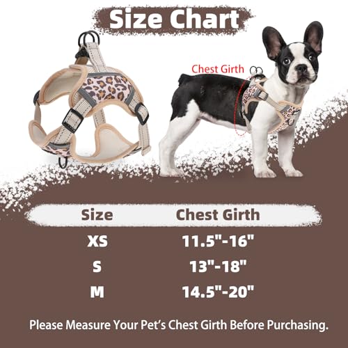 PUPTECK Dog Harness Small Sized Dog, Step in Adjustable Reflective Dog Vest Harness Escape Proof, No Pull Soft Padded Harness Easy Control, Brown Leopard, S - color: Brown(Leopard), size: S (CHEST: 13"-18")