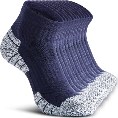 Compression Ankle Socks - Cozy Cushioned Hiking Running for Men Women - Thick Warm Durable - color: Navy Blue, size: X-Large