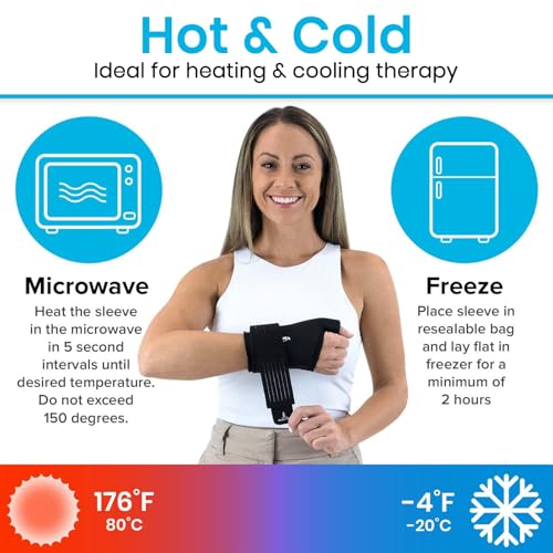 Arctic Flex Wrist & Thumb Ice Pack Wrap - Extra Strength Hot & Cold Therapy - color: Black, size: Medium