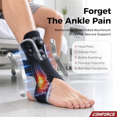 Ankle Brace for Women & Men with 2 Support Bars, Quick Adjustment