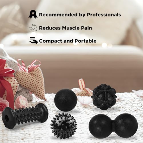 5-in-1 Foot Massager Roller Set for Plantar Fasciitis & Heel Pain Relief - color: 5-piece Black