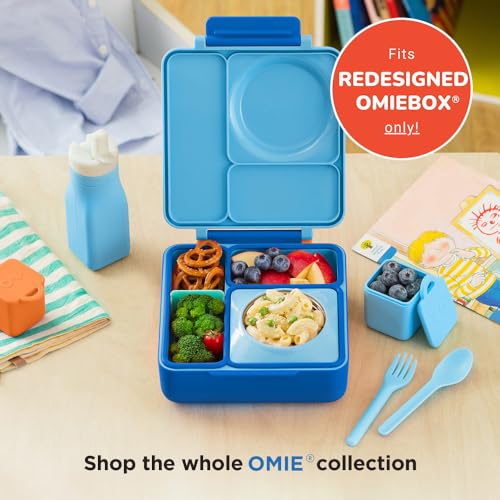 Omie OmieBox Reusable Silicone Water Bottle - 8.7 oz, Straw Top, BPA-Free & Phthalate-Free, Leak-Proof (Blue) (OmieBox Sold Separately) - color: Blue