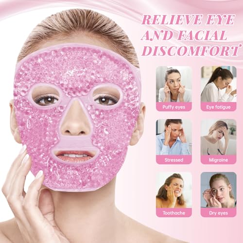 ZNÖCUETÖD Ice Face Facial Jade Roller and Ice Face Mask Cold - color: Pink+pink
