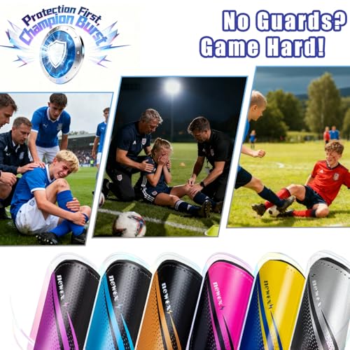 Newox Soccer Shin Guards for Kids Youth Toddler - color: blue, size: Medium