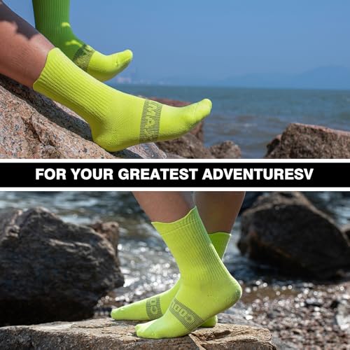 BRISIRA Coolmax Bamboo Viscose Compression Running Socks Crew Mid Calf - color: 2 Pairs Green Full Cushion, size: 9-13
