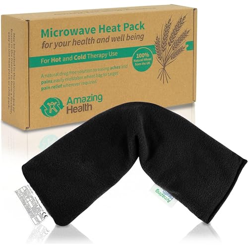 Wheat Bags Microwavable Heat Pack - Lavender Scent Body Wrap Microwave Heat Pad UK Cleaned Wheat for Body Discomfort - Back, Shoulder & Neck Pad by Amazing Health - Black - color: Black (Lavender)