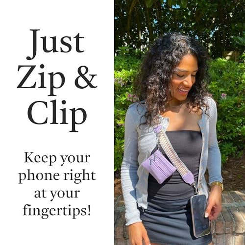 Save the Girls Clip & Go Phone Lanyard with Wallet Pouch, Fun Dots - color: Grey/Pink