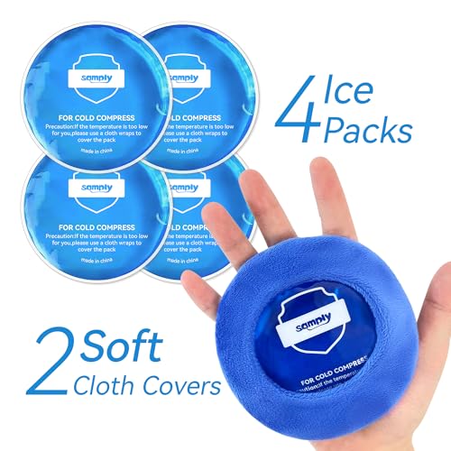 samply Small Gel Ice Packs, 4 Mini Reusable Cold Packs with 2 Covers - color: Dark Blue