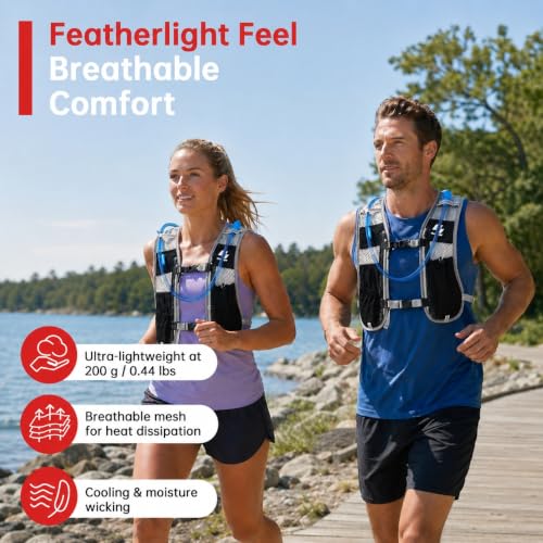 GymCope Running Vest for Women and Men, Lightweight Hydration Backpack with 500ml Soft Flask and 1.5 L Hydration Bladder, Running Hydration Vest for Marathon, Hiking, Trail and Road Running - color: Black Grey with 500ml and 1.5L