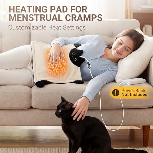 Cute Portable Cat-Shaped USB Heating Pad with 4 Heat Settings & Auto-Off - color: Beige