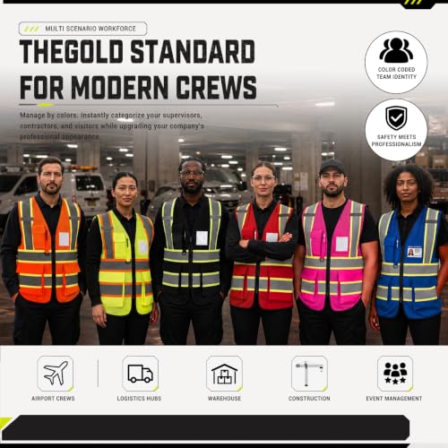 A-SAFETY Mesh High Vis Vest, Reflective Construction Vest with Pockets - color: Black, size: 3X-Large