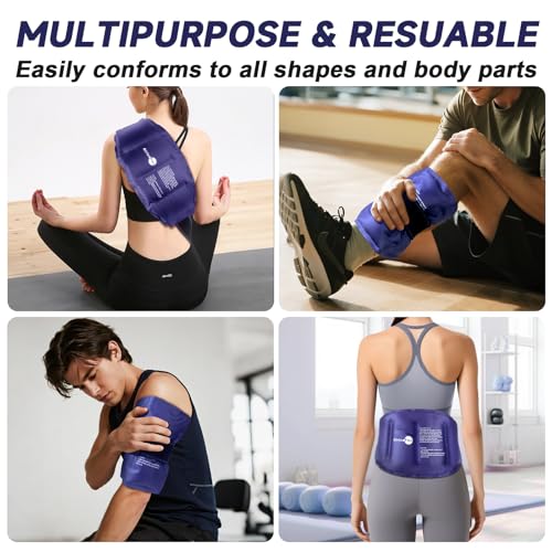 AiricePac 16 × 9" Large Ice Pack for Injuries Reusable Gel for Lower Back, Shoulder, Knee, Elbow, Hip, Leg, Soft Flexible Cold Compress for Pain Relief - style: BLUE-1