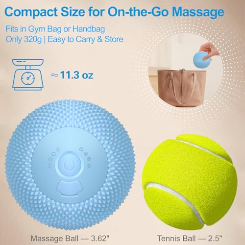 Vibrating Massage Ball with Heat, 7 Modes, Memory, 3.6 in, Blue - color: Blue