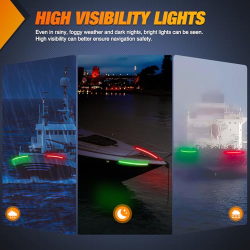 Nilight Boat Light Strip 2PCS 13" 66 LED Red Green Navigation Marine Lights - color: 66LED Light Strip-2Pcs