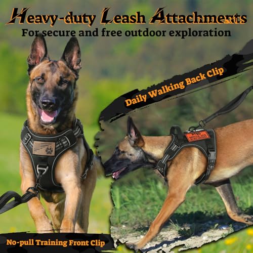 rabbitgoo Tactical Dog Harness for Small Dogs, No Pull Service Pet Vest - color: Black, size: S(Chest:16.1"-31.5",Neck:15.4"-21.6",Back:7.1")