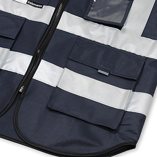 Salzmann Safety Vest | Hi Vis Reflective Vest | US ANSI/ISEA 107 - color: Navy Blue, size: Small-Medium