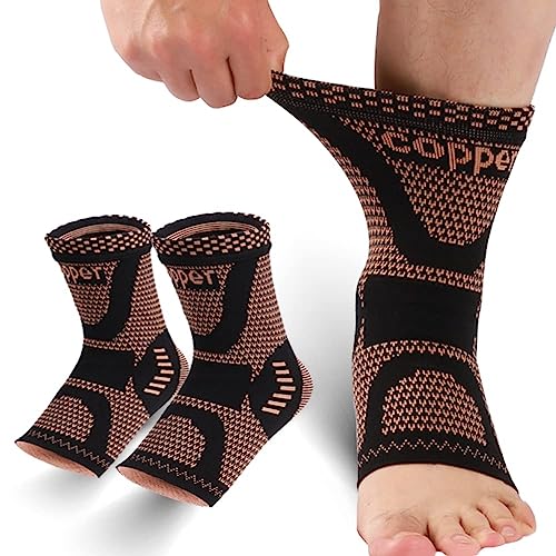 LISEPWU Copper Ankle Brace for Men & Women, Ankle Compression Sleeve 1 Pair - color: Yellow- black, size: XX-Large