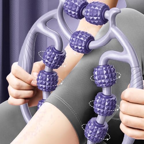 HEEPDD 9 Wheels Muscle Roller, Leg Massager Muscle Relaxation Stretching Roller Foam Roller Deep Tissue Massager for Thigh Arms Leg Waist (Purple) - color: Purple