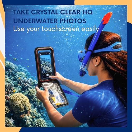 AQUAVAULT Floating Waterproof Phone Pouch, IPX8 Underwater, Large, 2 Pack - color: Black and Yellow