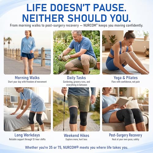NURCOM Knee Brace, 8-Zone Compression Sleeve - color: Black, size: Small