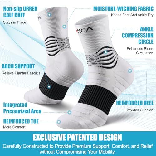 NEENCA Professional Compression Socks for Women Men Circulation, 20-30 mmHg - color: White - 2 Pairs, size: Large